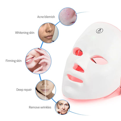 Masque LED Visage Rechargeable – 7 Couleurs pour Rajeunissement, Lifting et Éclat